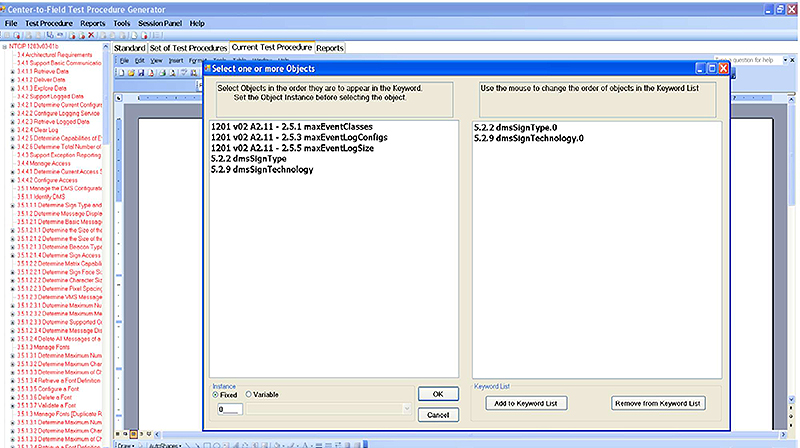 This slide is a screen shot of the Test Procedure Generator. Please see the Extended Text Description below.