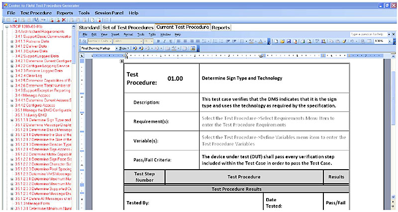 Test Procedure 01.00. Please see the Extended Text Description below.