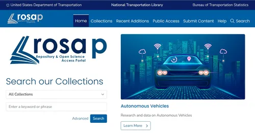 Screen shot of web site for the Repository and Open Science Access Portal (ROSA P)