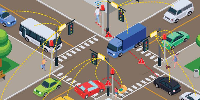 An intersection safety system concept with some scenarios in the picture.