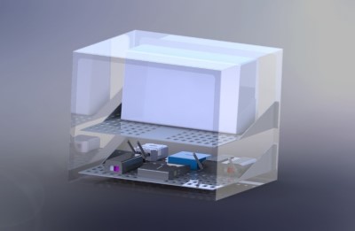This illustration shows the rear side view of the completed CAVe-in-a-box infrastructure kit.