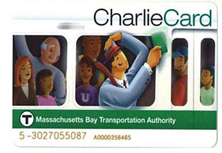 This is a picture of the Massachusetts Bay Transportation Authority CharlieCard for the T system. Please see the Extended Text Description below.