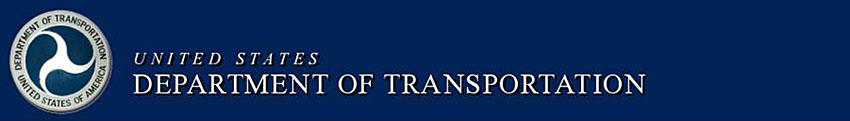 Title slide graphic with United States Department of Transportation logo on blue background