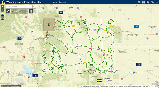 Wyoming Travel Information Map