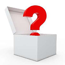 Stock art of a box with an open lid with a question mark coming out of it.