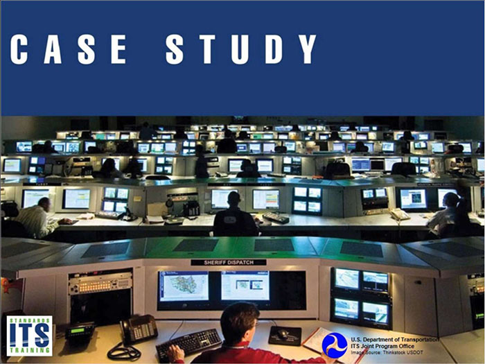 This slide contains a graphic with the word "Case Study" in large letters. A placeholder graphic of a traffic control center indicating that a real-world case study follows.