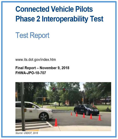 Author’s relevant description: This slide contains a graphic a report title page with an image on it showing two vehicles being tested.