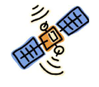 Clip art graphic - orange and blue satellite