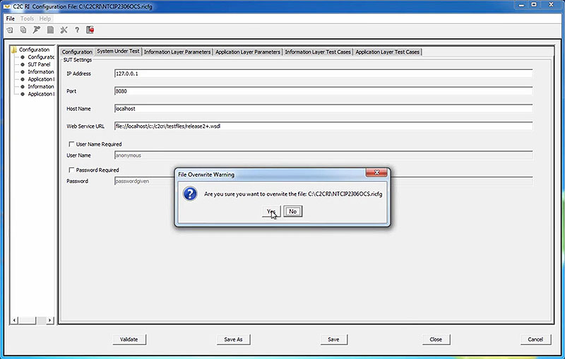 Configure the C2C RI to Use WSDL File - frame 5 of 5. Please see the Extended Text Description below.