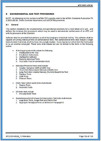 This slide depicts the Section 8 page from the ATC 5201 standard